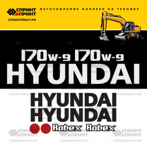 Наклейки на экскаватор HYUNDAI R170W-9 Наклейки на экскаватор HYUNDAI R170W-9
