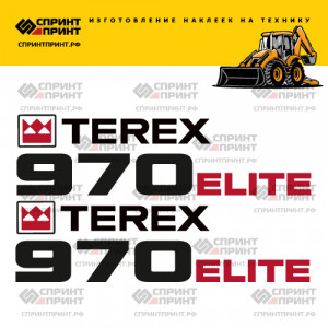 Наклейки на экскаватор погрузчик TEREX 970 ELITE Наклейки на экскаватор погрузчик TEREX 970 ELITE